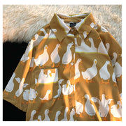 Retro Hong Kong style artistic loose short-sleeved floral shirt