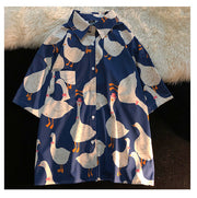 Retro Hong Kong style artistic loose short-sleeved floral shirt