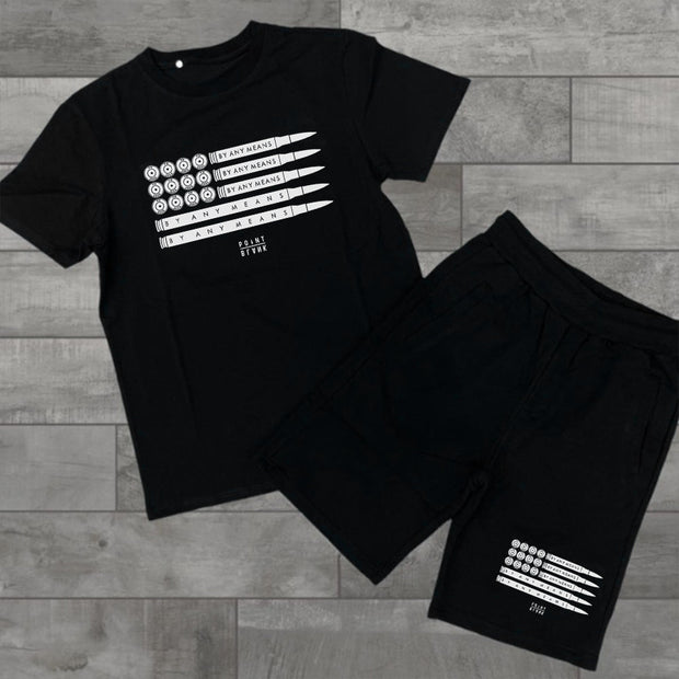 Bullet Pattern Short Sleeve Two Piece Set