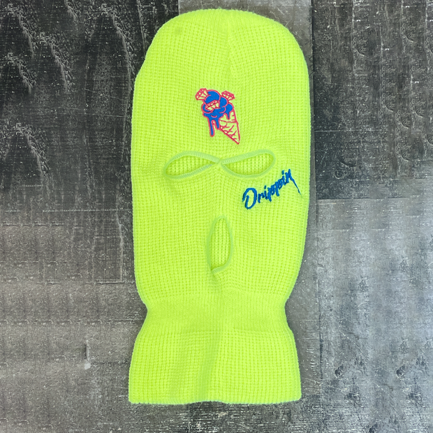 Street style ice cream print knitted mask hat