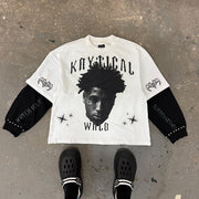 Street color contrast stitching youngboy sweatshirt