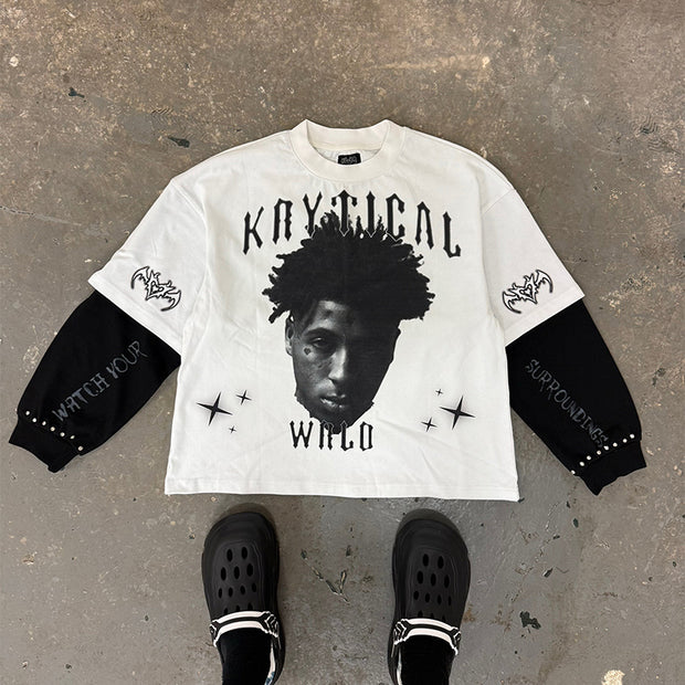 Street color contrast stitching youngboy sweatshirt