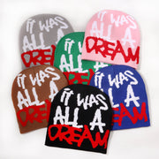 Lettering jacquard knitted hat