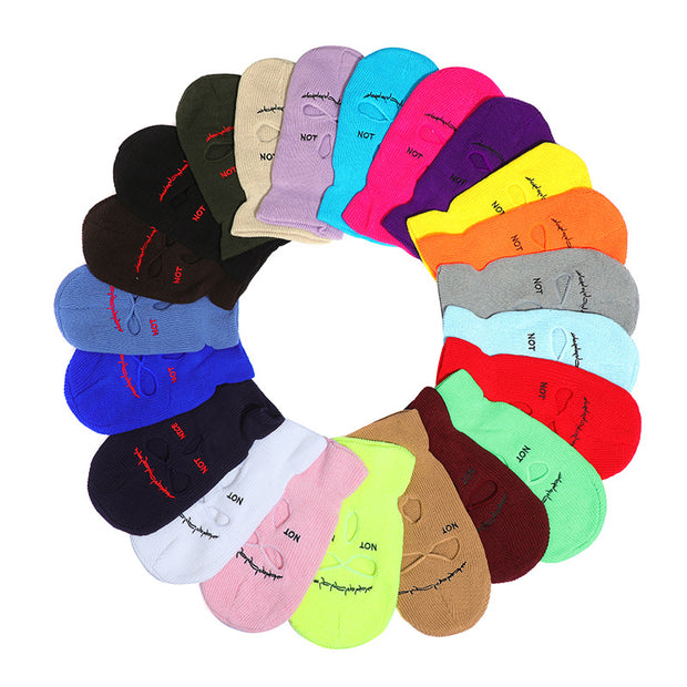 Embroidered Ski Three Hole Knit Hat Ski Warm Ear Guard Head Cover