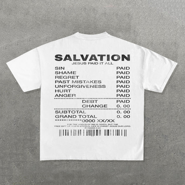 Salvation Jesus Paid It All Print Short Sleeve T-shirt