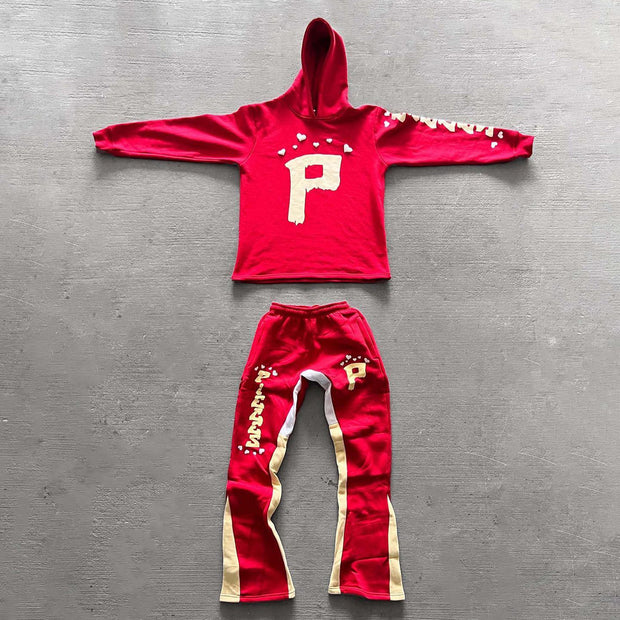 Personalized letter heart pattern hoodie set