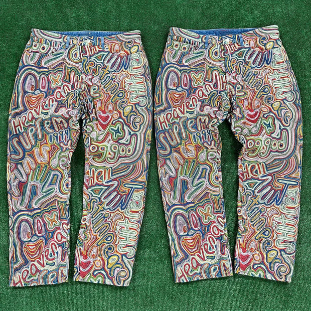 Trendy hip-hop casual artistic pattern trousers