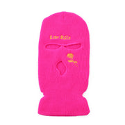 Three-hole cap letter embroidery knitted hat windproof warm hip-hop mask outdoor riding headgear