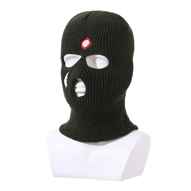 Balaclava three-hole hat outdoor riding headgear knitted warm ski mask