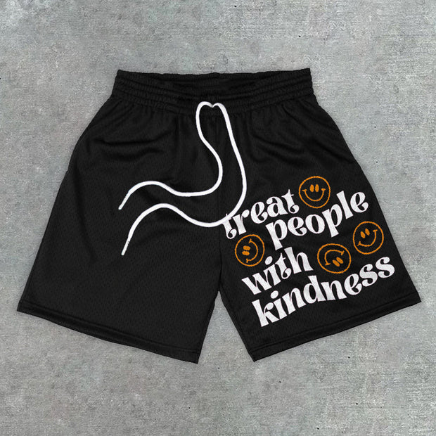 Casual Print Letter Track Shorts