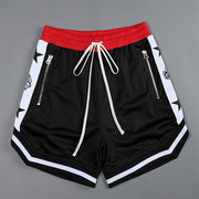 Contrast Panel Street Mesh Sports Loose Shorts