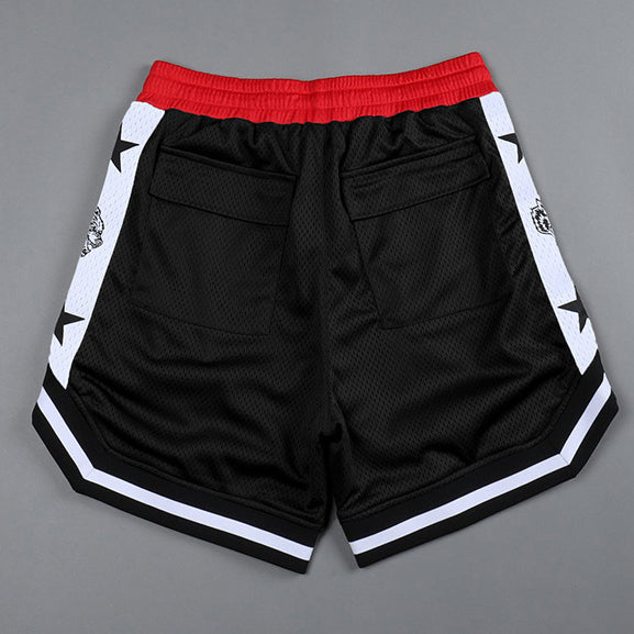 Contrast Panel Street Mesh Sports Loose Shorts