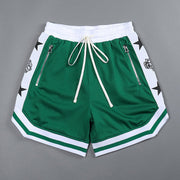 Contrast Panel Street Mesh Sports Loose Shorts