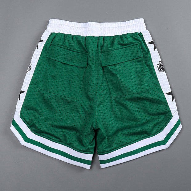 Contrast Panel Street Mesh Sports Loose Shorts