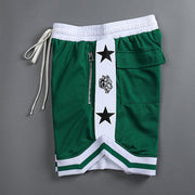 Contrast Panel Street Mesh Sports Loose Shorts
