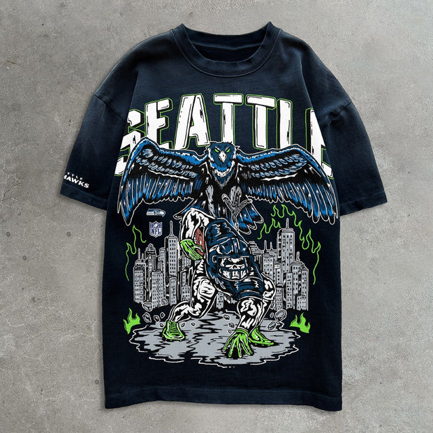 Seahawks football printed cotton T-shirt