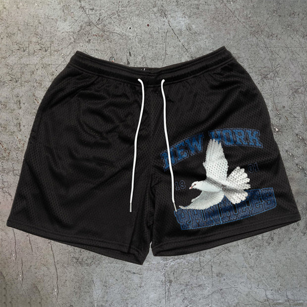 New York Peace Print Mesh Shorts