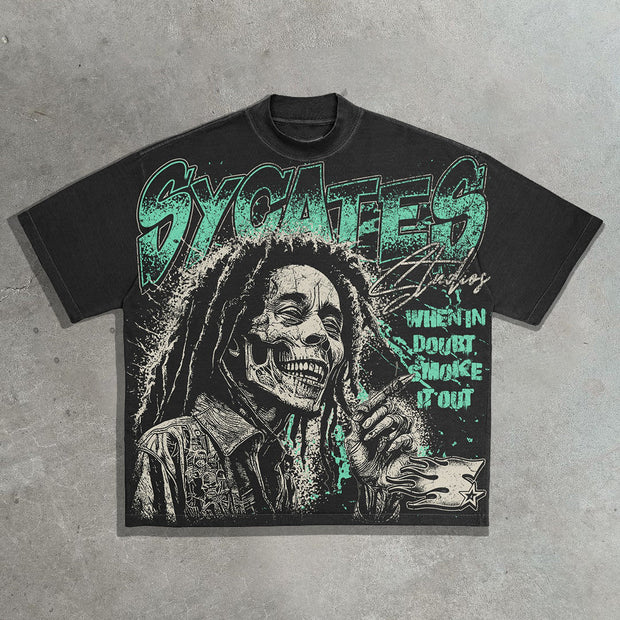 Casual Street Rock Print T-Shirt