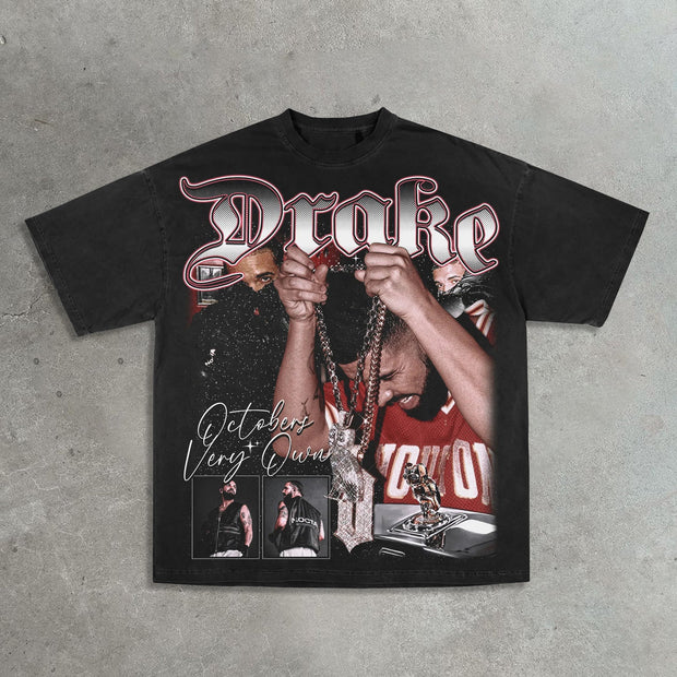 Rap deake printed T-shirt