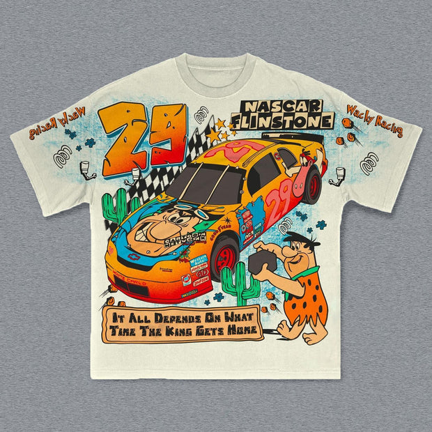 No. 29 Racing Cartoon Print Short Sleeve T-shirt