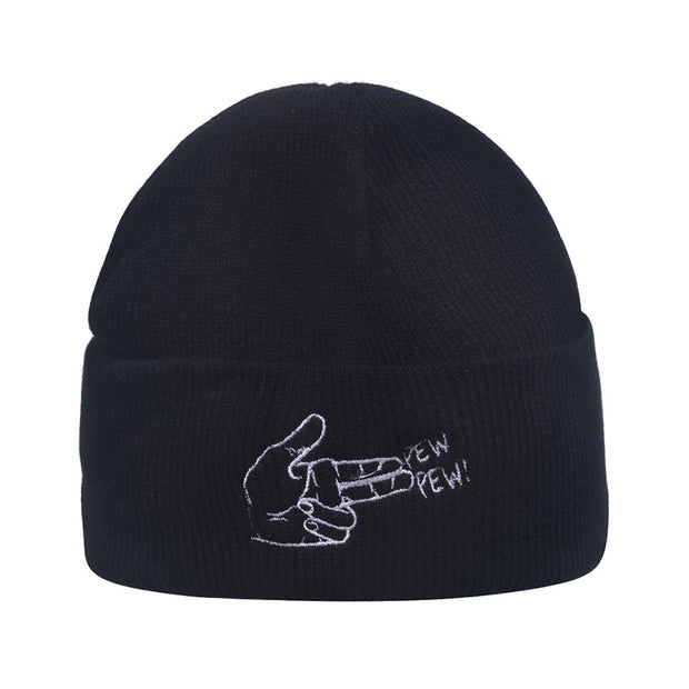 Outdoor hip-hop sun embroidered knitted wool hat