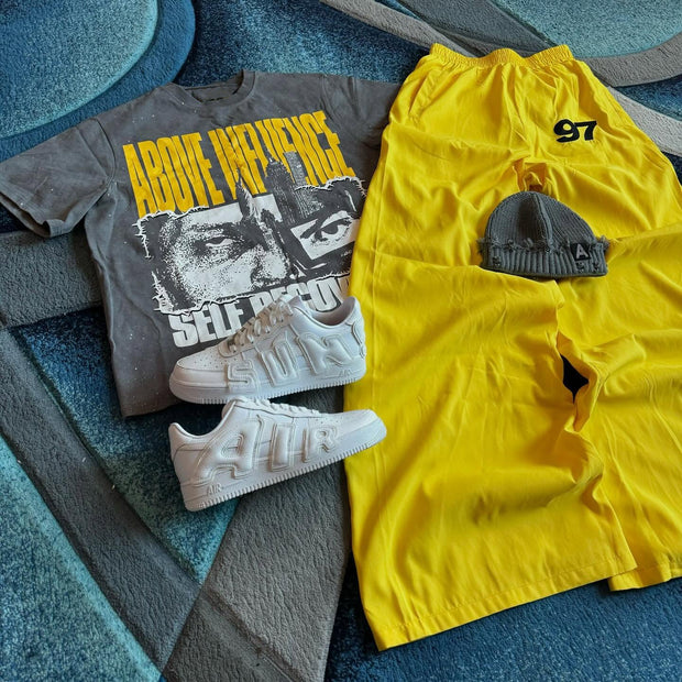 Opposition casual street retro T-shirt trousers two-piece suit
