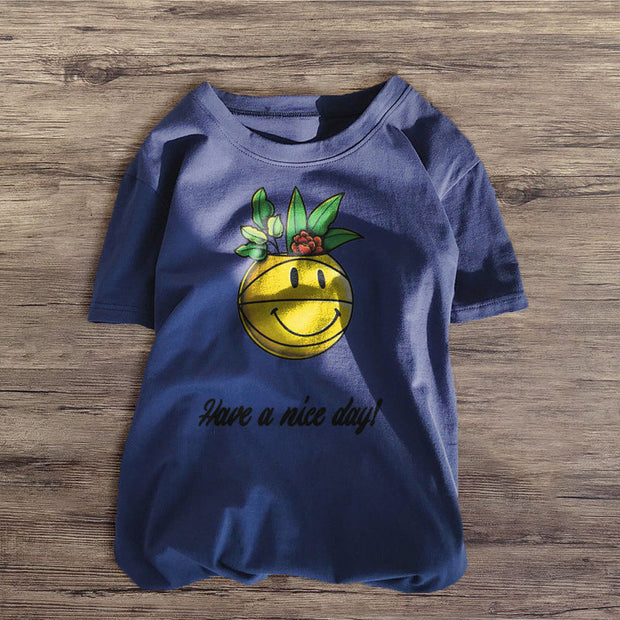 Personalized smiley print T-shirt