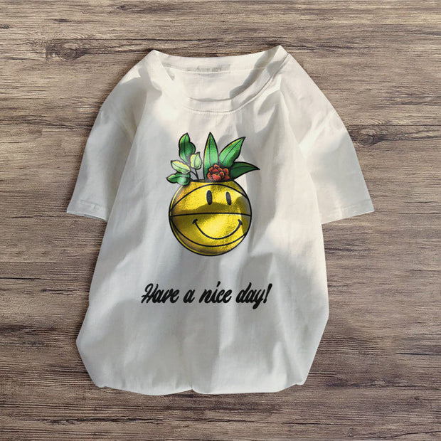 Personalized smiley print T-shirt