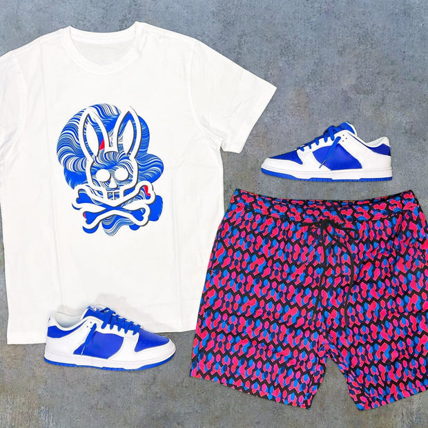 Fashion Personality Print Prep Shorts Short Sleeve Two-piece Set