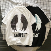 Tide brand printed short-sleeved T-shirt Hong Kong style loose wild round neck