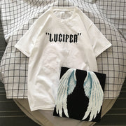 Tide brand printed short-sleeved T-shirt Hong Kong style loose wild round neck