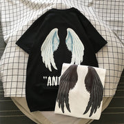 Tide brand printed short-sleeved T-shirt Hong Kong style loose wild round neck