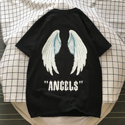 Tide brand printed short-sleeved T-shirt Hong Kong style loose wild round neck