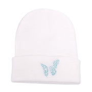 Butterfly print knit hat pullover cap go out warm woolen cap