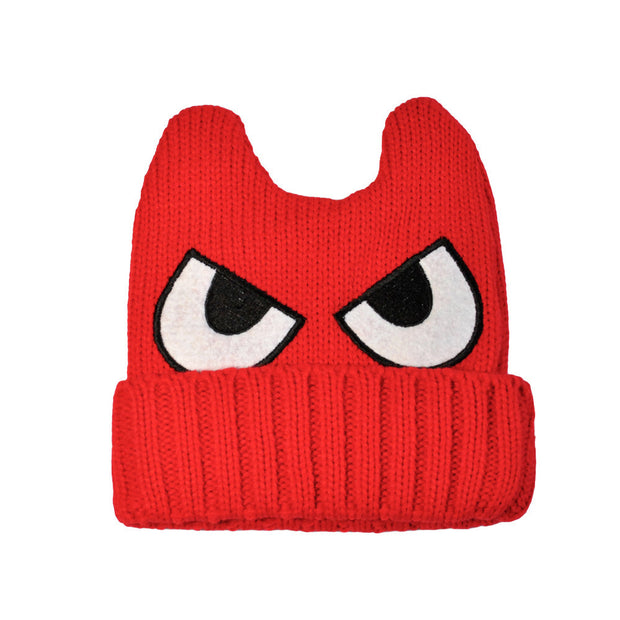 Eye embroidery devil horn hat