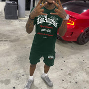 Los Angeles Print Short Sleeve Two Piece Set