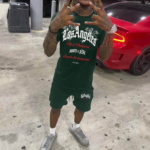 Los Angeles Print Short Sleeve Two Piece Set