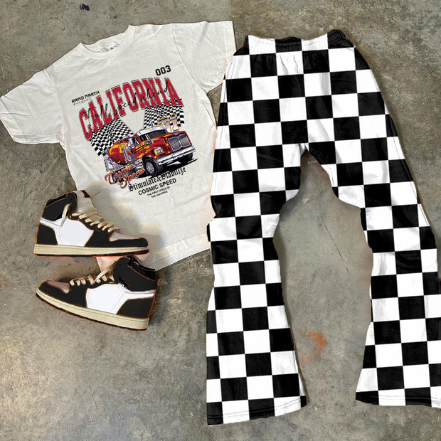 California Checkerboard Print Two Piece Set