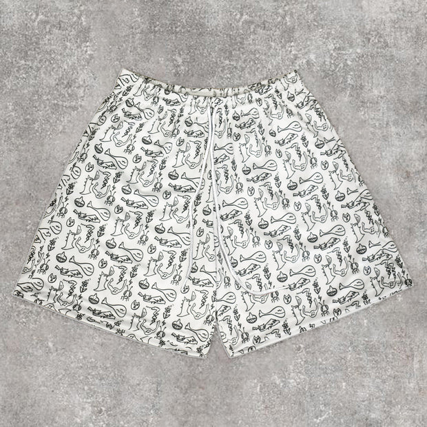 Statement preppy printed mesh shorts