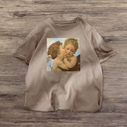 Retro print fashion short-sleeved T-shirt