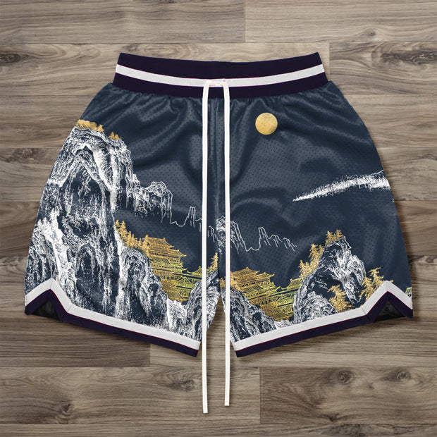 Vintage Art Zip Pocket Mesh Shorts