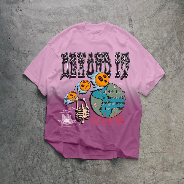 Casual Fashion Crew Neck Gradient Print T-Shirt