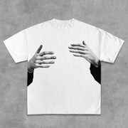 Hug Gesture Print Short Sleeve T-Shirt