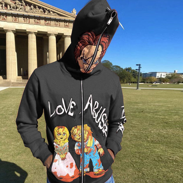 Street style printed long-sleeved zipper sweatshirt jacket