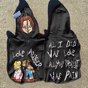 Street style printed long-sleeved zipper sweatshirt jacket