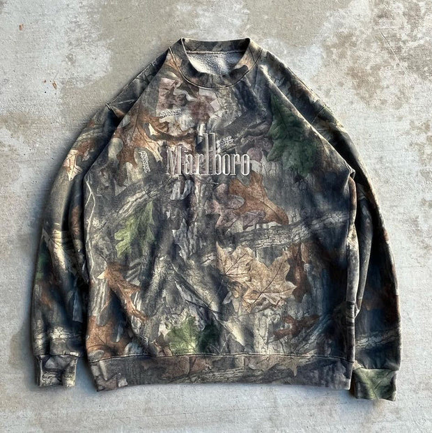 Camouflage Letters Print Long Sleeve Sweatshirt