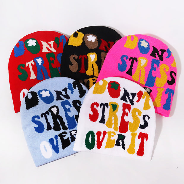 Personalized all-match letter jacquard knitted hat