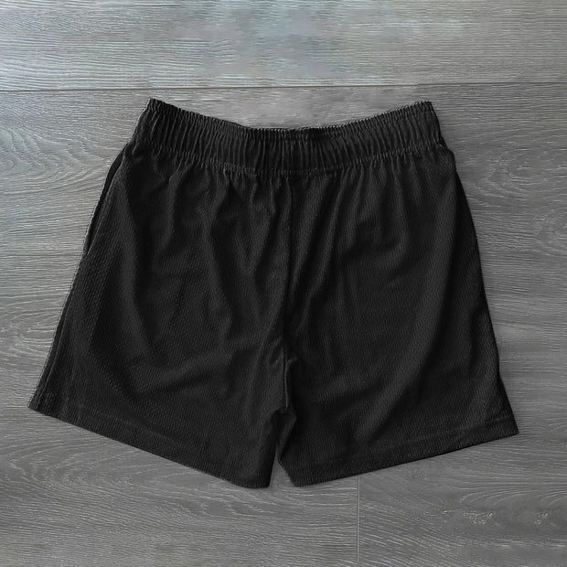 Trendy Retro Print Mesh Street Shorts