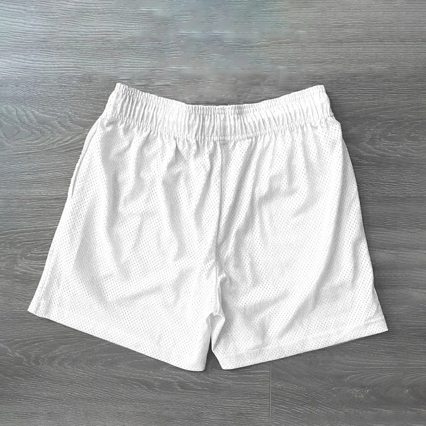 Trendy Retro Print Mesh Street Shorts