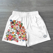 Trendy Retro Print Mesh Street Shorts